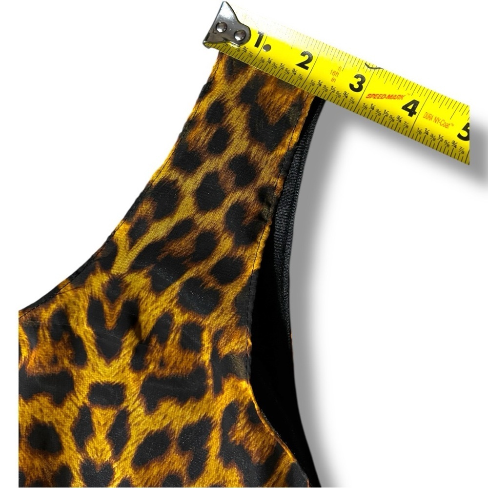 Working Girl Chic Leopard Print Sheer Tan and Black Breathable Flowy Tank Top - Picture 11 of 15